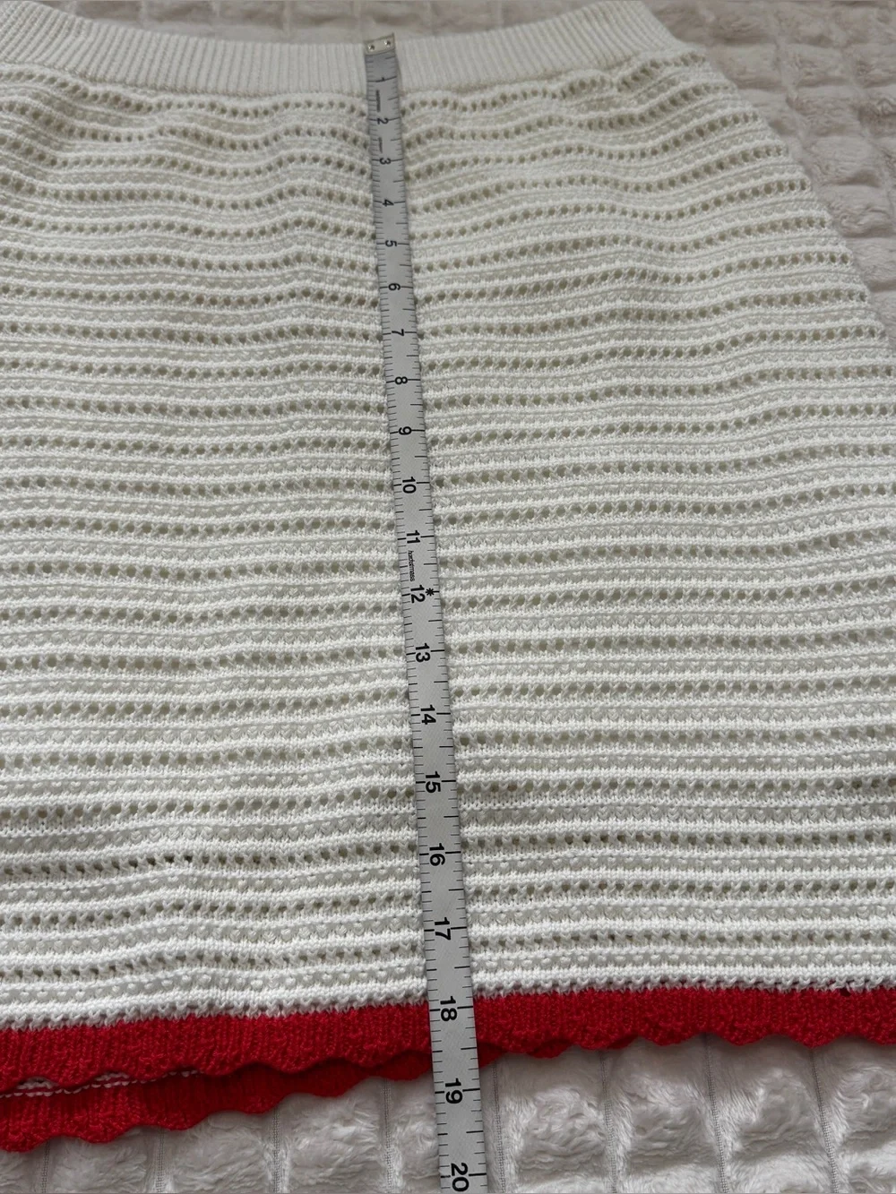 New‎ FRNCH Paris Medium White Crochet Knit Mini Skirt ~ Cottagecore Boho Chic